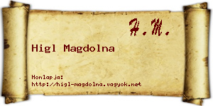 Higl Magdolna névjegykártya